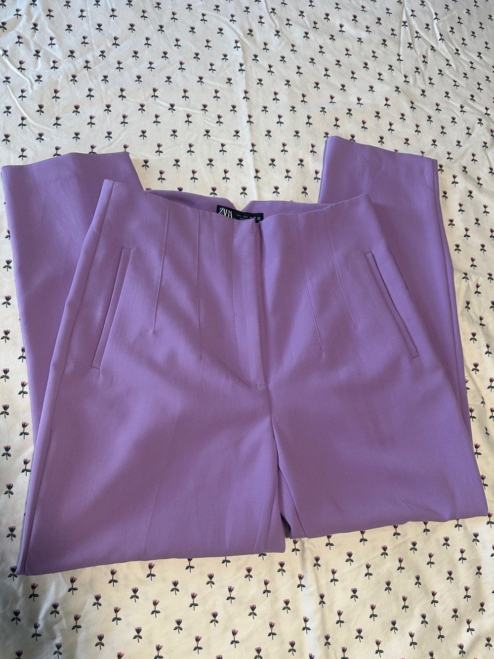 Zara Lavender Straight-Leg Trousers